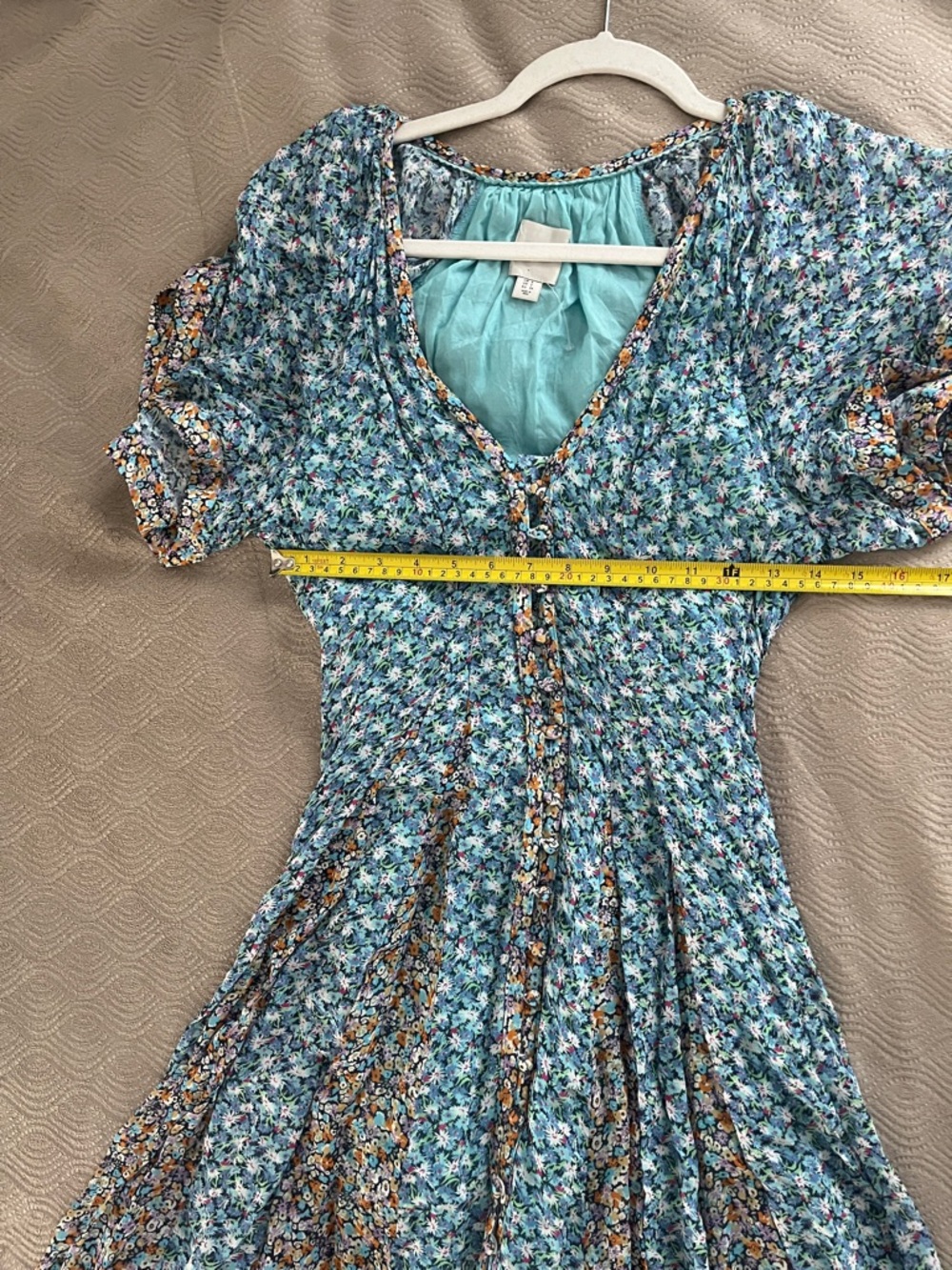 Anthropologie Floral V-Neck Blue Maxi Dress with Button Front size 2 - Picture 11 of 14